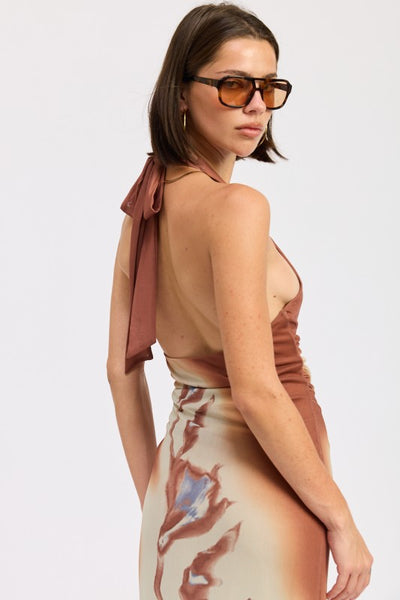 Printed Maxi Halter Dress