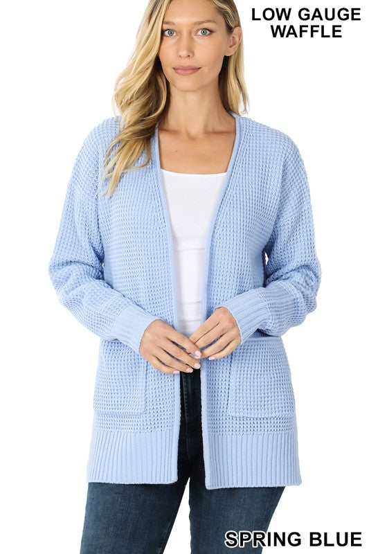 Waffle open cardigan
