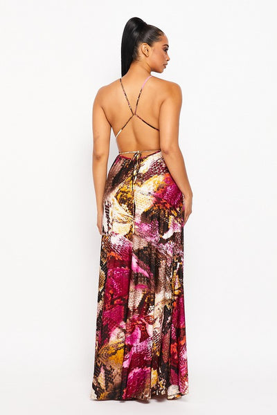 Snake print maxi dress