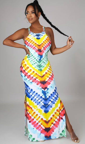 Chevron tie dye dress