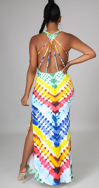 Chevron tie dye dress