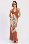 Printed Maxi Halter Dress