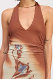 Printed Maxi Halter Dress