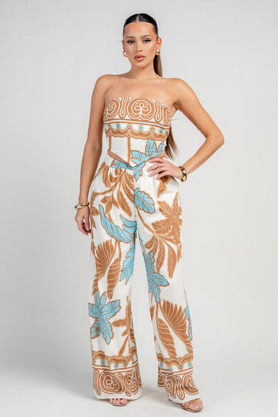 Leaf Print Wide Leg Set