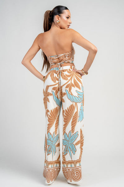 Leaf Print Wide Leg Set