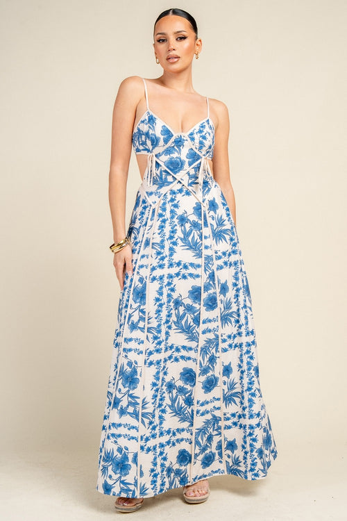 Woven Print Piping Maxi