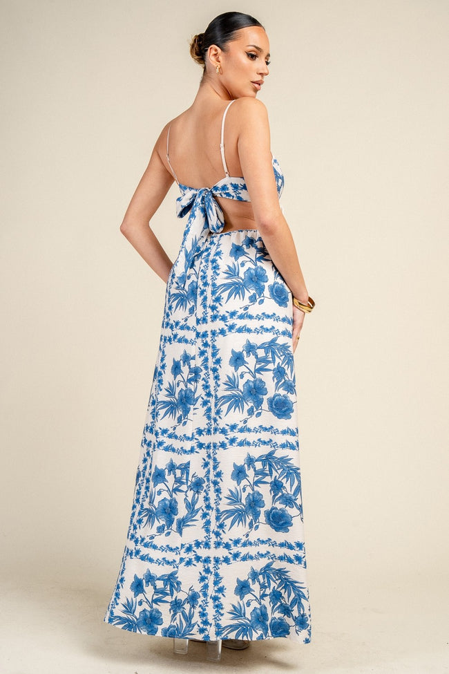 Woven Print Piping Maxi