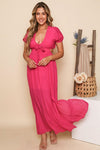 V-cut neckline maxi dress