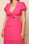 V-cut neckline maxi dress