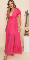 V-cut neckline maxi dress